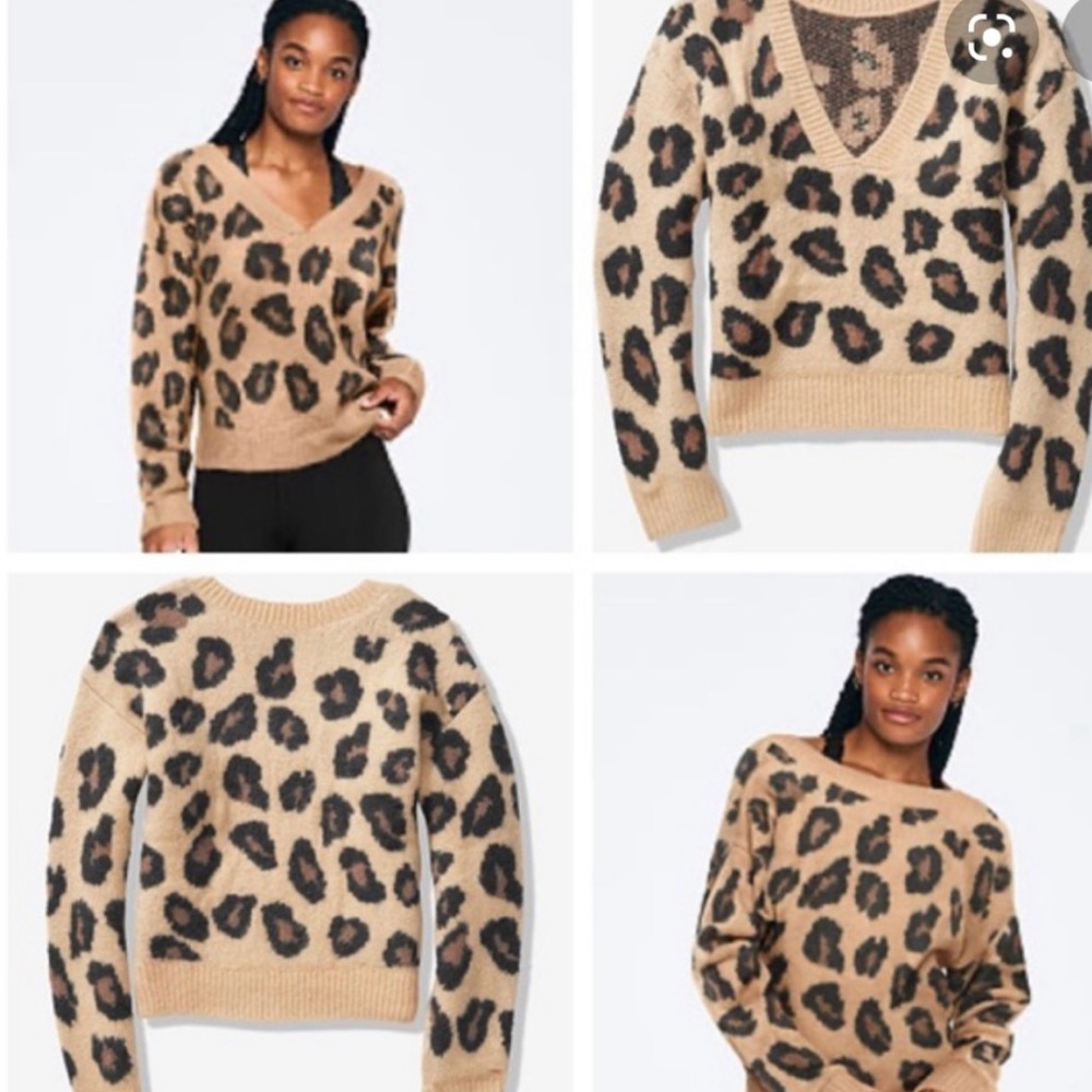 VS pink cheetah sweater S